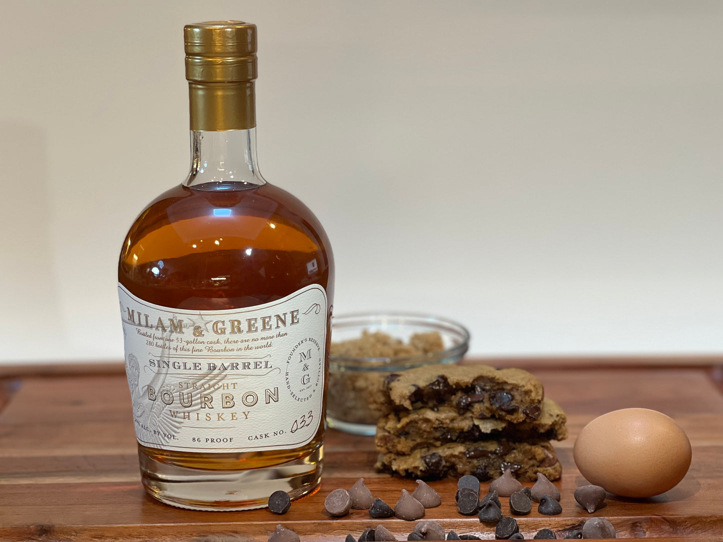 Milam & Greene Single Barrel Bourbon Whiskey Cookies with Chocolate Chips