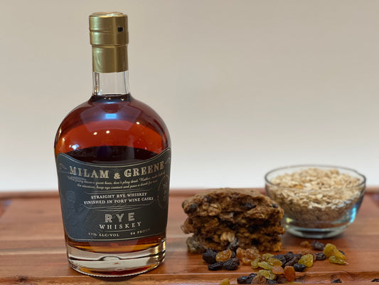 Milam & Greene Straight Rye Whiskey Finished in Port Casks Raisin Oatmeal Cookie