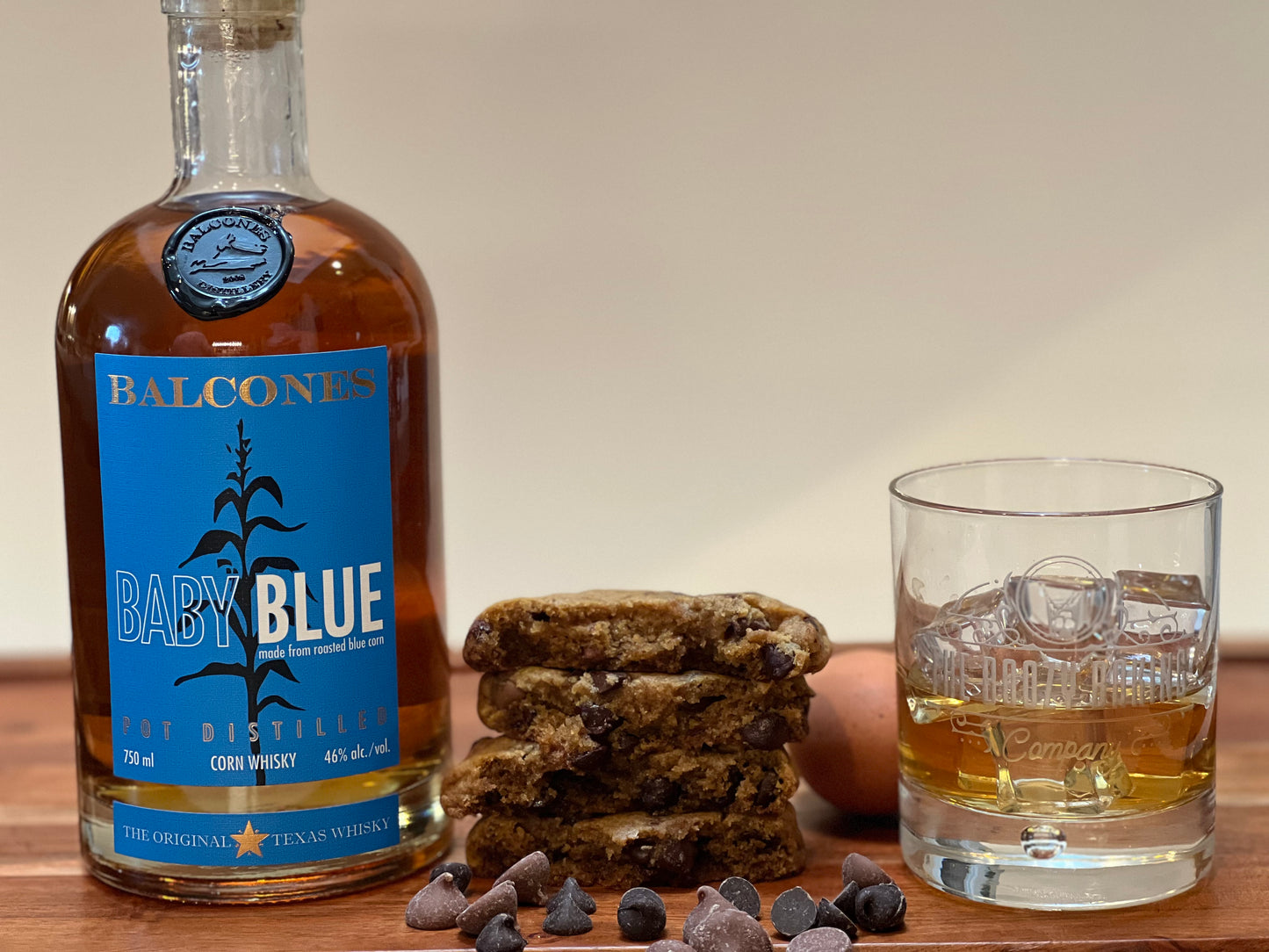 Balcones Distilling Baby Blue Blue Corn Whisky Cookies with Chocolate Chips