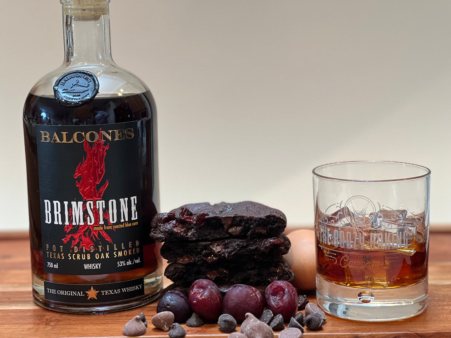 Balcones Distilling Brimstone Whisky Chocolate Cookies with Cherries and Chocolate Chips